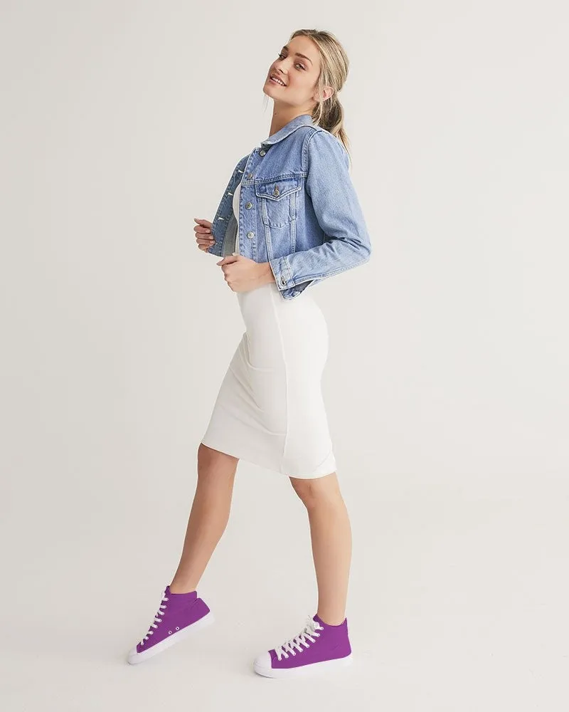 Bright Purple Women's High-top Canvas Sneakers | Women's | Bright Pure Purple | C50M100Y0K0