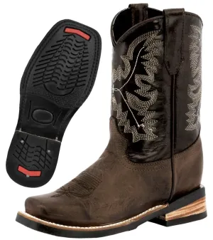 Kids Toddler Western Cowboy Boots Pull On Square Toe Dark Brown - #196 Kids Toddler Western Cowboy Boots Pull On Square Toe Dark Brown - #196