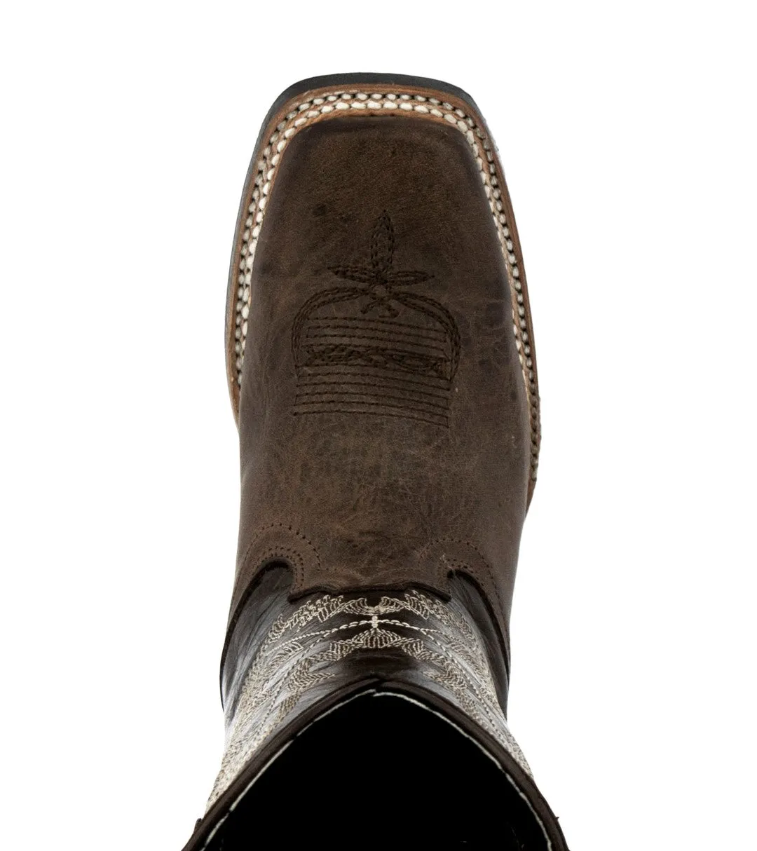 Kids Toddler Western Cowboy Boots Pull On Square Toe Dark Brown - #196
