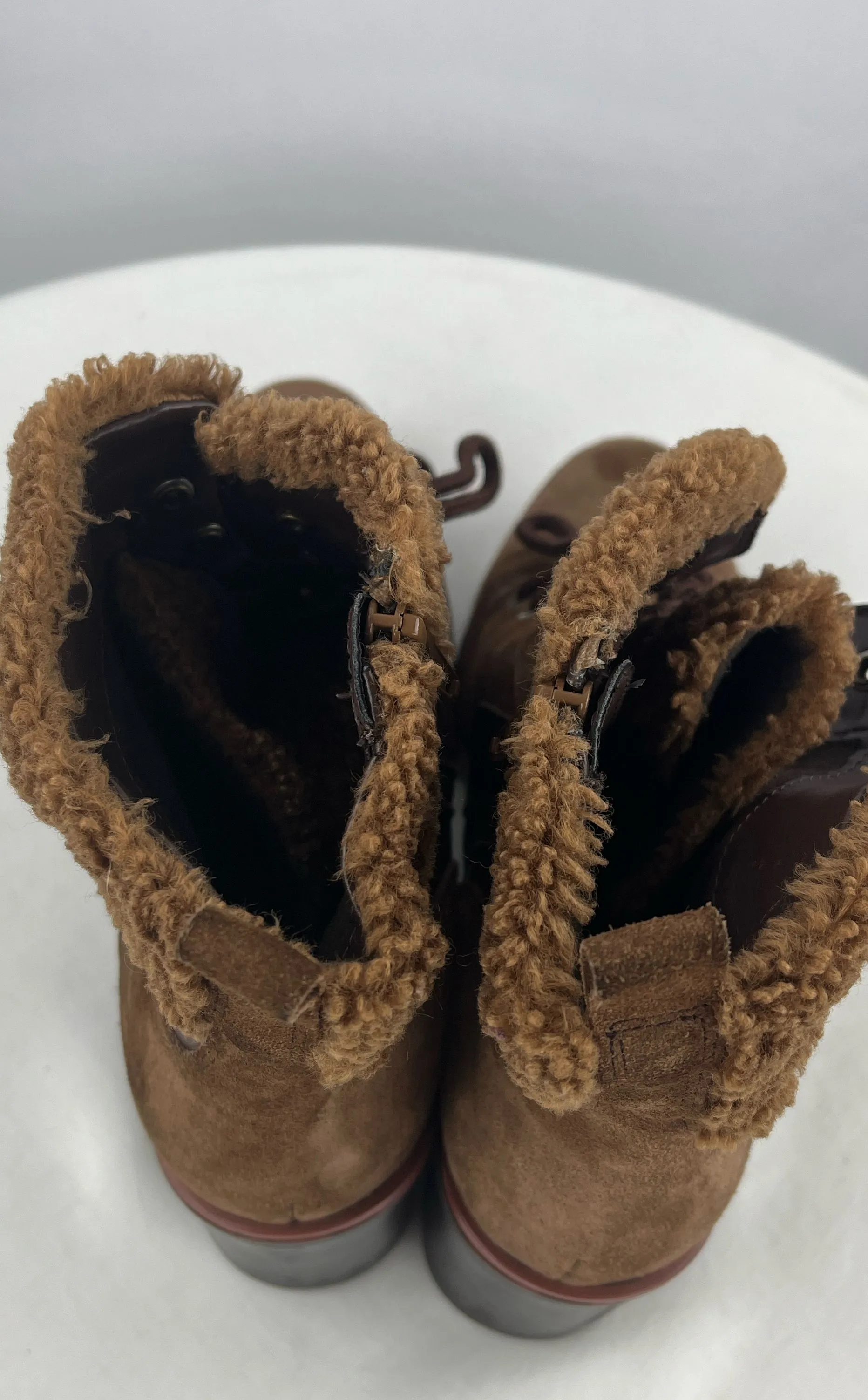 Naturalizer Women's Brown/Tan Val Suede Heeled Winter Booties Size 9M