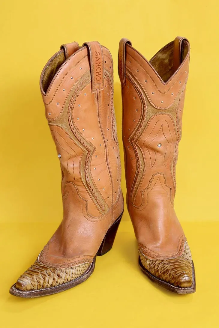 Tan Leather Cowboy Boots