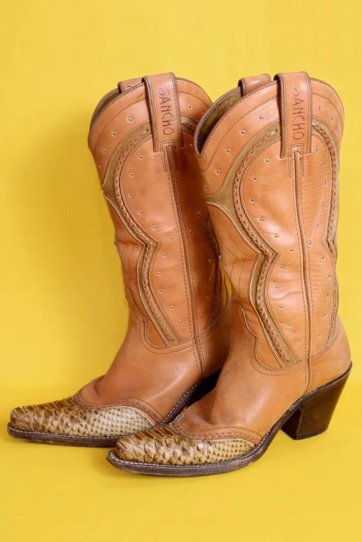 Tan Leather Cowboy Boots