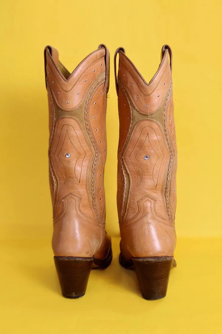 Tan Leather Cowboy Boots